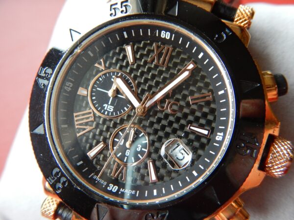 CHRONO GUESS COLLECTION DORÉE ROSE PVD NOIR BOITE PAPIERS GARANTIE 2ANS TOP ÉTAT – Image 10