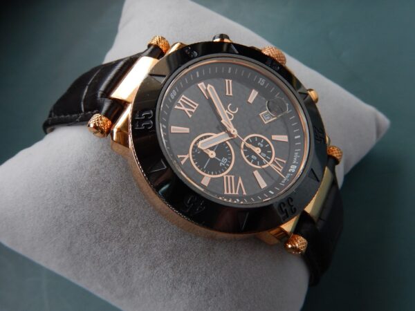 CHRONO GUESS COLLECTION DORÉE ROSE PVD NOIR BOITE PAPIERS GARANTIE 2ANS TOP ÉTAT – Image 7