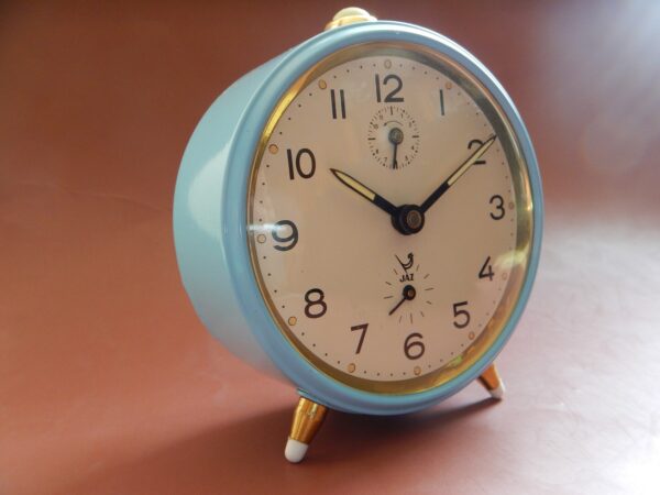 N.O.S. STOCK NEUF ANNÉES 70 PENDULETTE REVEIL JAZ BLEU DANS SA BOITE D'ORIGINE – Image 5