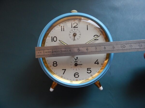 N.O.S. STOCK NEUF ANNÉES 70 PENDULETTE REVEIL JAZ BLEU DANS SA BOITE D'ORIGINE – Image 7
