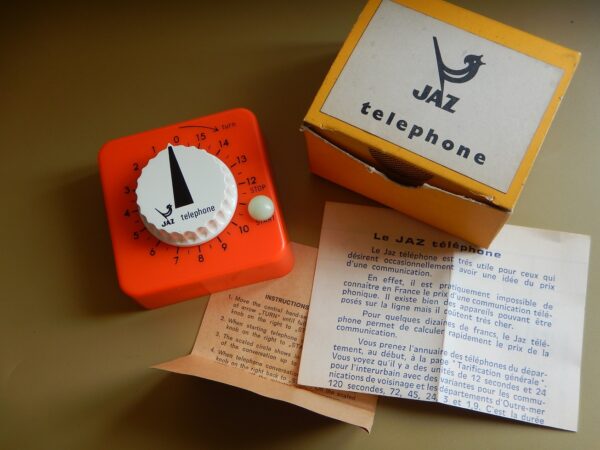 MINUTEUR JAZ TELEPHONE TELIC N.O.S. ANNÉES 70 VENDU AVEC PAPIERS BOITE D'ORIGINE