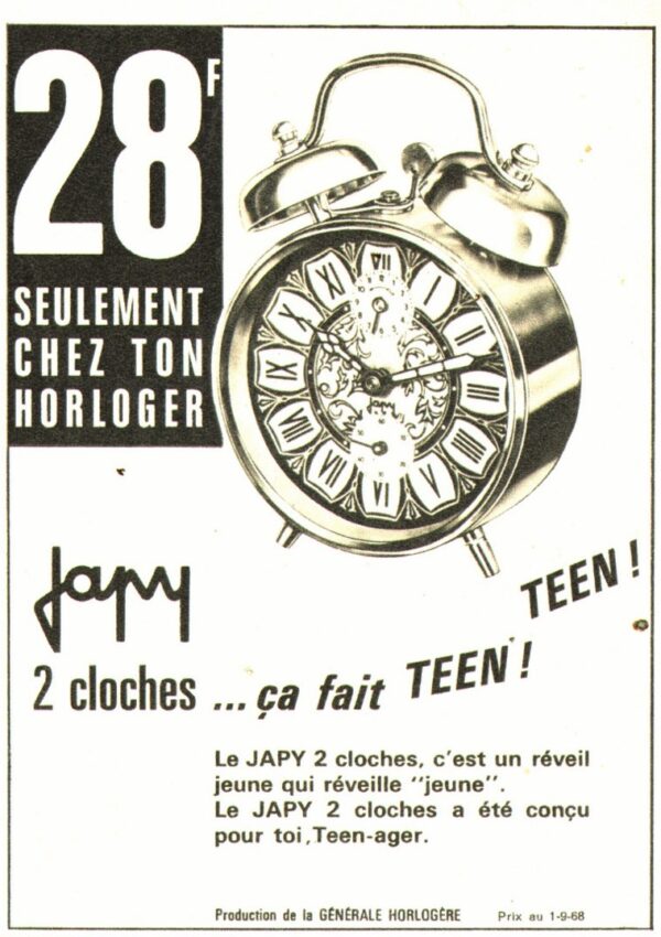 PENDULETTE REVEIL JAPY STOCK NEUF ANNÉES 70 DANS SA BOITE D'ORIGINE JAMAIS VENDU – Image 8