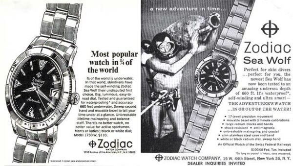 RARE PREMIÈRE ZODIAC SEA WOLF SKIN DIVER PLONGEE 200 M ACIER AUTOMATIC FIN 50' – Image 7