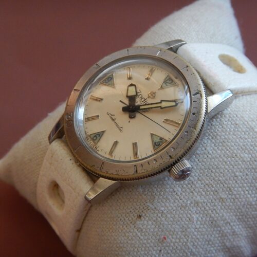 RARE PREMIÈRE ZODIAC SEA WOLF SKIN DIVER PLONGEE 200 M ACIER AUTOMATIC FIN 50'