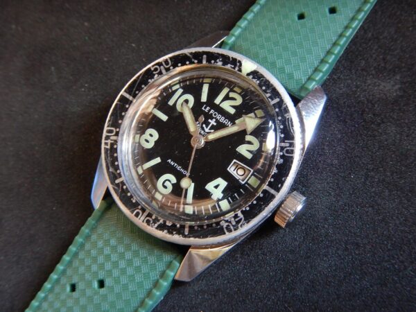 ANNÉES 70 RARE LE FORBAN SÉCURITÉ MER SKIN DIVER ACIER REMONTAGE MANUEL HS P75 – Image 3
