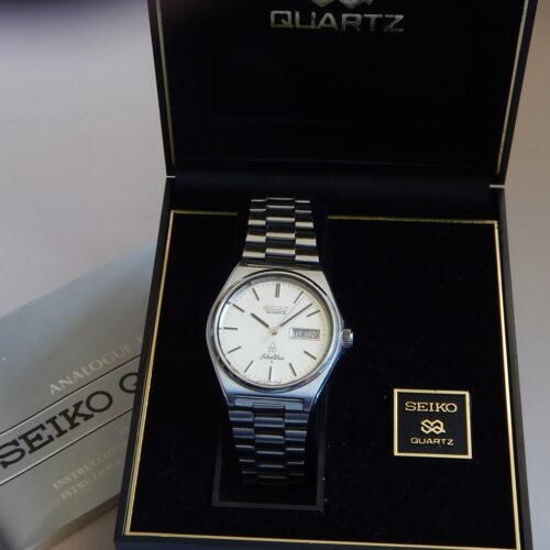 1989 SUPERBE SEIKO SILVER WAVE TOUTE ACIER BOÎTE PAPIER RÉVISÉE GARANTIE