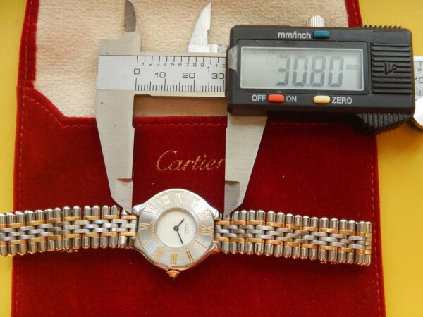 LUXUEUSE CARTIER MUST 21 BICOLORE BOUCLE DEPLOYANTE SUPERBE ÉTAT GÉNÉRAL ANNÉES 90 – Image 16