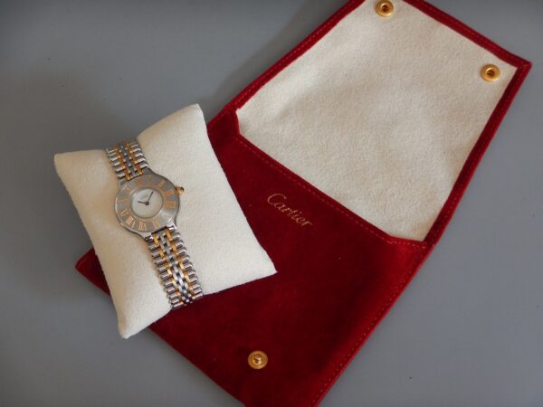 LUXUEUSE CARTIER MUST 21 BICOLORE BOUCLE DEPLOYANTE SUPERBE ÉTAT GÉNÉRAL ANNÉES 90 – Image 5