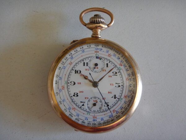 ANNÉES 20 MONTRE DE POCHE CHRONO CADRAN ÉMAIL VALJOUX 24KV SUPER ÉTAT GARANTIE – Image 3