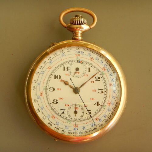 ANNÉES 20 MONTRE DE POCHE CHRONO CADRAN ÉMAIL VALJOUX 24KV SUPER ÉTAT GARANTIE