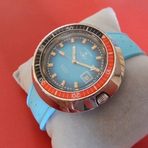 ULTRA RARE XXL LE FORBAN 47,8 mm SÉCURITÉ MER SKIN DIVER ACIER AUTOMATIC ETA2783