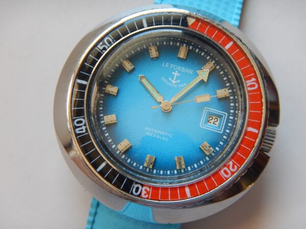 ULTRA RARE XXL LE FORBAN 47,8 mm SÉCURITÉ MER SKIN DIVER ACIER AUTOMATIC ETA2783 – Image 7