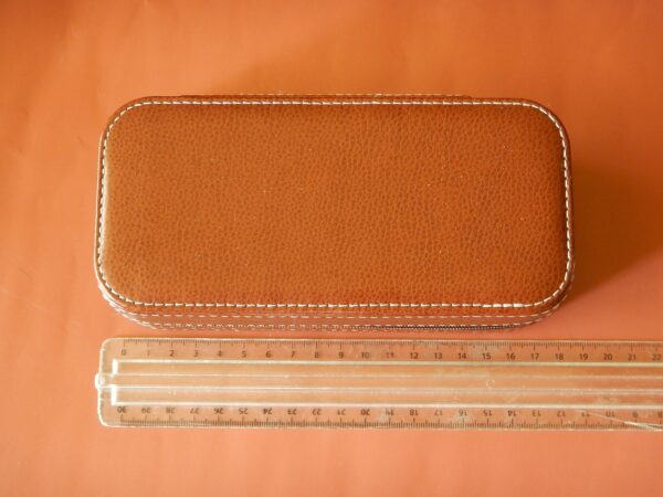 POUR 2 MONTRES BOITE BOX POCHETTE BOITIER COFFRET ETUI MARRON COUTURE BLANCHE – Image 5