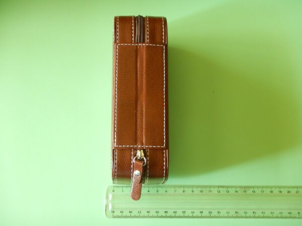 POUR 2 MONTRES BOITE BOX POCHETTE BOITIER COFFRET ETUI MARRON COUTURE BLANCHE – Image 7