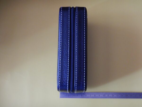 POUR 2 MONTRES BOITE BOX POCHETTE BOITIER COFFRET ETUI NOIR COUTURE BLANCHE – Image 7