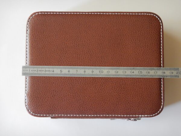 POUR 4 MONTRES BOITE BOX POCHETTE BOITIER COFFRET ETUI MARRON CLAIR COUTURE BLANCHE – Image 6