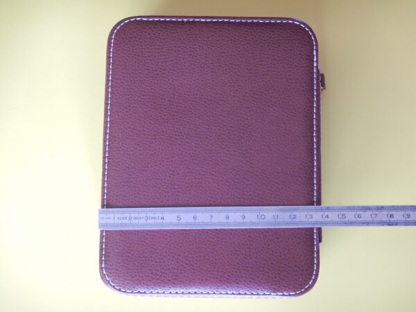POUR 4 MONTRES BOITE BOX POCHETTE BOITIER COFFRET ETUI MARRON CLAIR COUTURE BLANCHE – Image 7