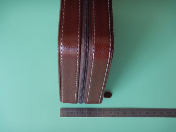 POUR 4 MONTRES BOITE BOX POCHETTE BOITIER COFFRET ETUI MARRON CLAIR COUTURE BLANCHE – Image 8