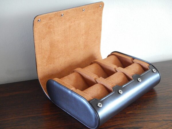 POUR 6 MONTRES BOITE BOX POCHETTE BOITIER COFFRET ETUI MARRON FONCÉ COUTURE TON SUR TON