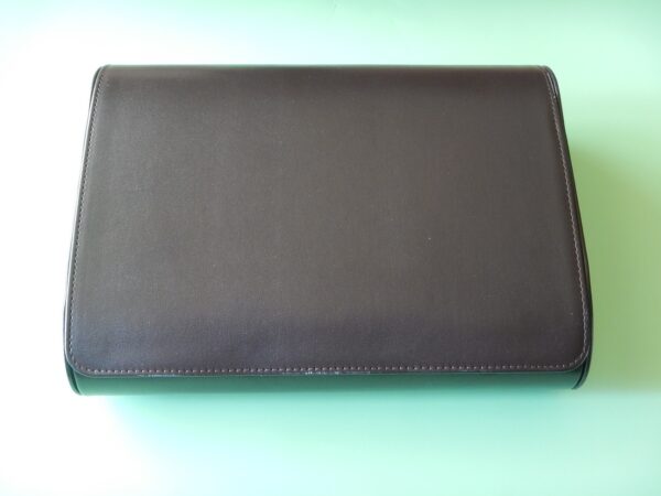 POUR 6 MONTRES BOITE BOX POCHETTE BOITIER COFFRET ETUI MARRON FONCÉ COUTURE TON SUR TON – Image 7