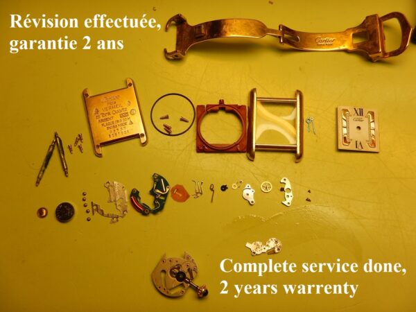 CARTIER TANK MUST VERMEIL BOUCLE DEPLOYANTE RARE CADRAN 3 ORS DANS SA POCHETTE – Image 14