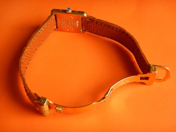 CARTIER TANK MUST VERMEIL BOUCLE DEPLOYANTE RARE CADRAN 3 ORS DANS SA POCHETTE – Image 15