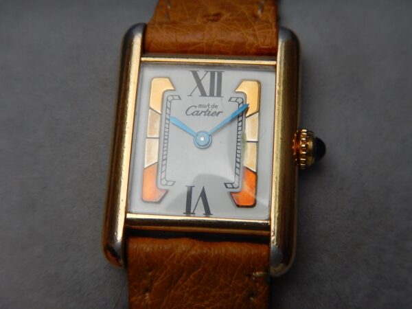 CARTIER TANK MUST VERMEIL BOUCLE DEPLOYANTE RARE CADRAN 3 ORS DANS SA POCHETTE – Image 7