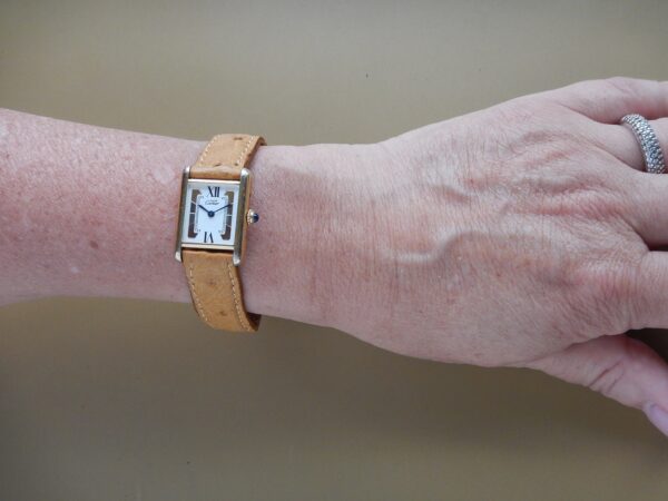 CARTIER TANK MUST VERMEIL BOUCLE DEPLOYANTE RARE CADRAN 3 ORS DANS SA POCHETTE – Image 8