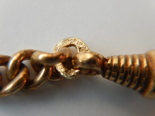 CHAÎNE OR MASSIF 14,8 GRAMME GILETIÈRE POUR MONTRE DE POCHE À GOUSSET DÉBUT XXe – Image 6