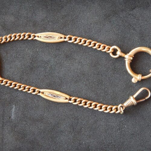 CHAÎNE OR MASSIF 14,8 GRAMME GILETIÈRE POUR MONTRE DE POCHE À GOUSSET DÉBUT XXe