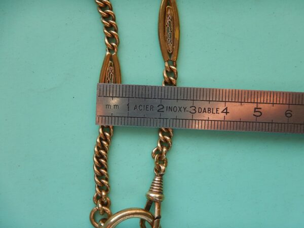 CHAÎNE OR MASSIF 14,8 GRAMME GILETIÈRE POUR MONTRE DE POCHE À GOUSSET DÉBUT XXe – Image 10