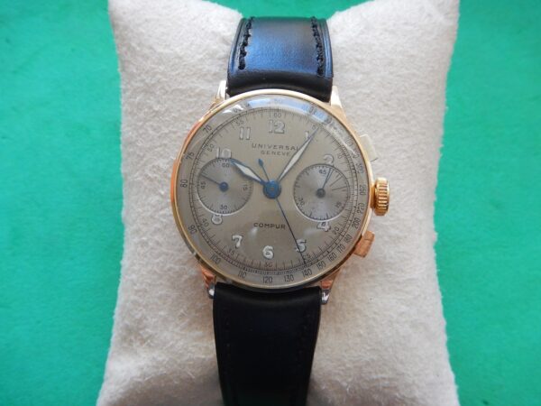 1940' CHRONO UNIVERSAL GENEVE COMPAX OR 18K Cal. 386 COMPLETE SERVICE SUPER ÉTAT – Image 2