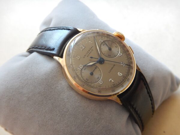 1940' CHRONO UNIVERSAL GENEVE COMPAX OR 18K Cal. 386 COMPLETE SERVICE SUPER ÉTAT – Image 3