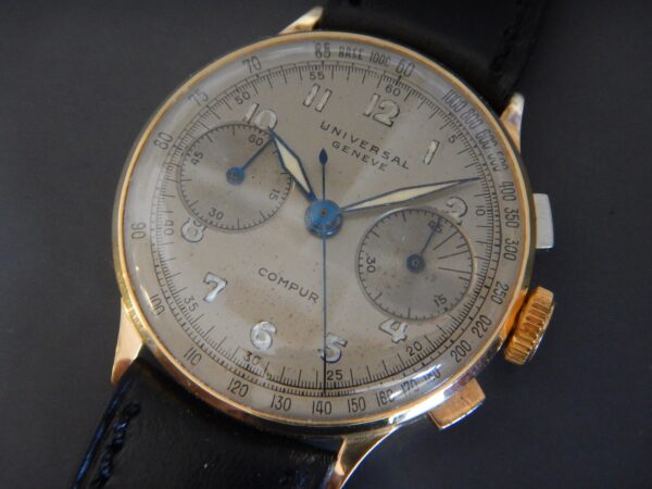 1940' CHRONO UNIVERSAL GENEVE COMPAX OR 18K Cal. 386 COMPLETE SERVICE SUPER ÉTAT – Image 6