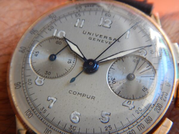 1940' CHRONO UNIVERSAL GENEVE COMPAX OR 18K Cal. 386 COMPLETE SERVICE SUPER ÉTAT – Image 10