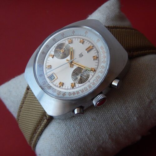 1970' XXL MASSIF CHRONO LIP ACIER VALJOUX 7734 ÉTAT NEUF RÉVISÉ GARANTI 36 MOIS