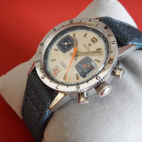 ANNÉES 70 MASSIF CHRONO AIRIN PANDA STYLE AVIATEUR TYPE XX VALJOUX 7734 ÉTAT NEUF