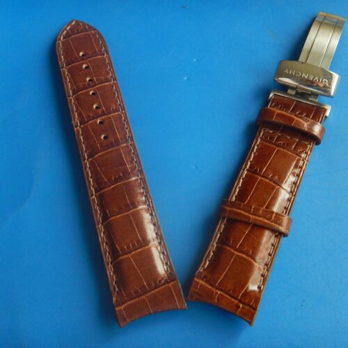 19 mm LUXE GIVENCHY BRACELET + BOUCLE DÉPLOYANTE VEAU FACON ALLIGATOR MARRON