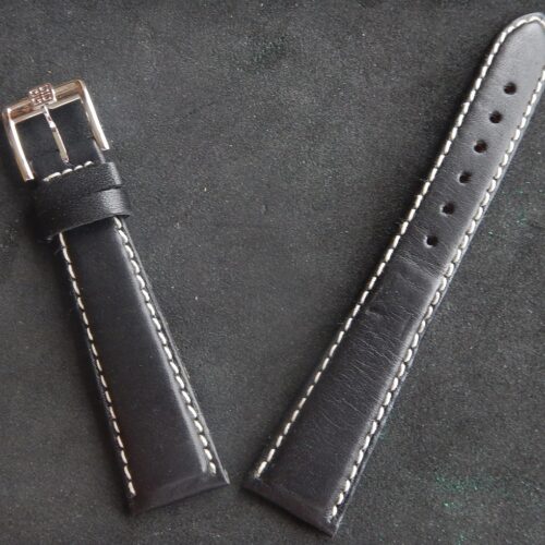 20 mm LUXE GIVENCHY BRACELET VEAU BOX VÉRITABLE NOIR COUSU 14 mm A LA BOUCLE