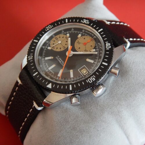 DÉBUT 80 CHRONO PANDA ÉTAT NEUF SKIN DIVER PLONGÉE VALJOUX 7765 GARANTIE 2 ANS