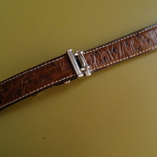 19 mm TABBAH LUXE BRACELET AUTRUCHE VÉRITABLE MARRON AVEC SA BOUCLE DÉPLOYANTE