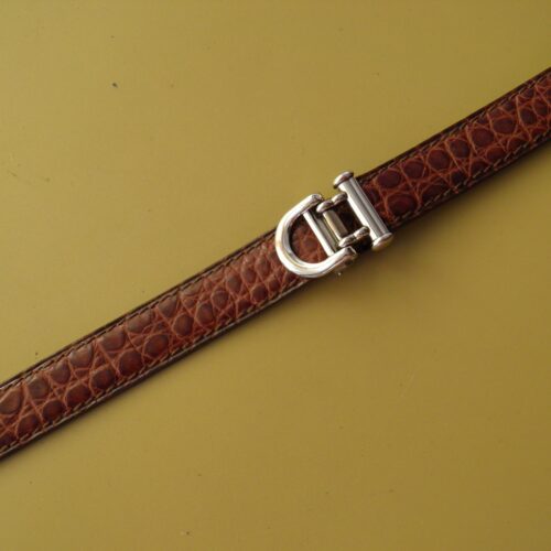 14 mm LUXE BRACELET TABBAH CROCODILE VÉRITABLE MARRON GOLD AVEC SA BOUCLE SIGNÉE